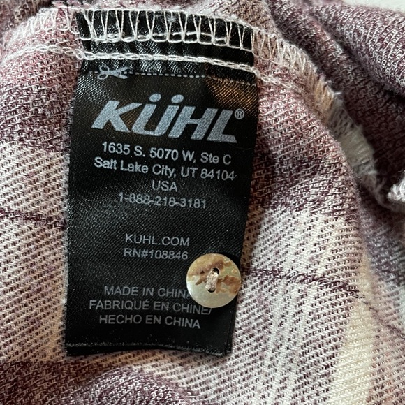 Kuhl Kamila Flannel Plaid Button Down Long Sleeve Shirt Purple and White Women L - Picture 3 of 12